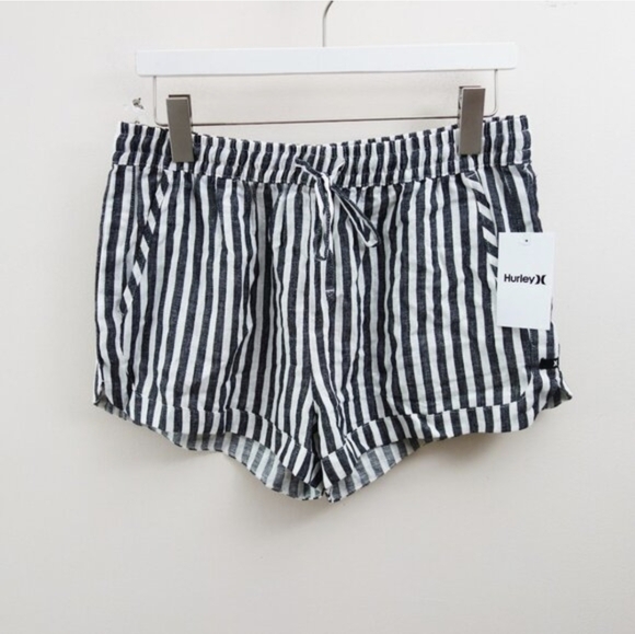 Hurley Womens Herringbone Dolphin Hem Casual Walking Linen Shorts (M) NWT! - Picture 3 of 11